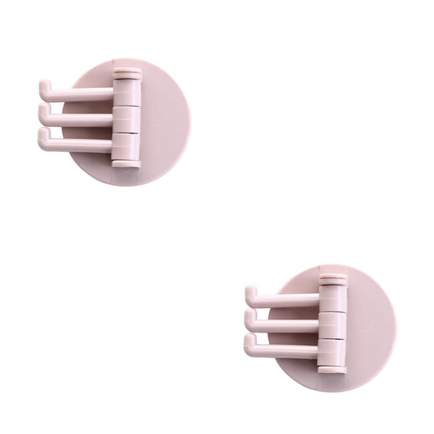 Naiovety Gancho adhesivo sin costuras Gran capacidad de carga Ganchos de barra 3 en 1 Estante colgante Soporte para llaves montado en la pared Rosa 2piezas