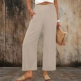 thumbnail image 2 of POROPL Khaki Pants for Women Wide Leg Palazzo Summer Beach High Waisted Flowy Pants with Pockets, 2 of 7