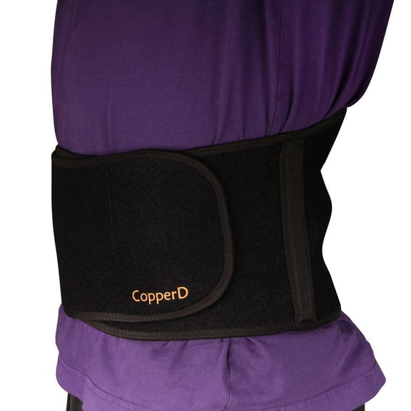 Copper D Compression - Rayon from Bamboo - Lower Back Adjustable Brace Wrap for Relief from Injuries or Comfort Support for Working Out, Playing Sports - S/M - Black/Copper - 1 Unit
