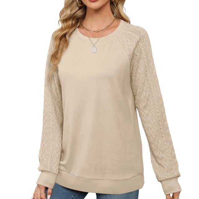 SDNall Hauts à Manches Longues pour Femmes Mode Femme Chandail à Col Rond Uni Manches Longues
