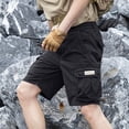 thumbnail image 2 of Men's 100% Cotton Cargo Shorts Workwear Multi Pocket Shorts Elastic Belt Relaxed Fit Casual Summer Hiking Shorts Big and Tall Size XS-3XL Black, 2 of 7