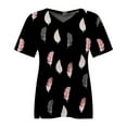 thumbnail image 4 of Bovemsi Plus Size V Neck T Shirts Women Short Sleeve Tops Casual Summer Tshirts Loose Fit Tee, Black Women's Summer Short Sleeve T-Shirts, 3XL, 4 of 4