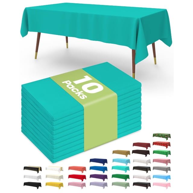 Mantel desechable de plástico, paquete de 10 unidades, para fiestas, 54 x 108 pulgadas