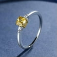 thumbnail image 3 of 5*5mm Yellow Topaz AAA CZ Band 925 Silver Women's Engagement Tail Ring Size 5-10, 3 of 6