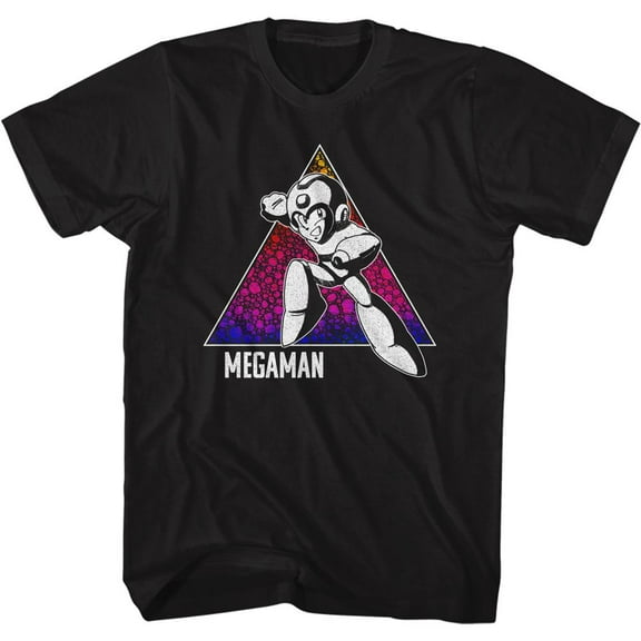Mega Man Color Triangle Black Adult T-Shirt Xlt