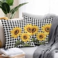thumbnail image 2 of Sunflower Outdoor Pillow Covers Pack of 2 Black and White Buffalo Plaid Spring Summer Floral Waterproof Throw Pillow Covers Decorative Cushion Cases for Patio Garden Tent Balcony Couch 20x20 inch, 2 of 8