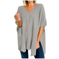 thumbnail image 2 of PEONAVET Chandails pour Femmes Manteau Tricoté à Manches pour Femmes Chandail Col Rond Ample Cape Chandail, 2 of 7
