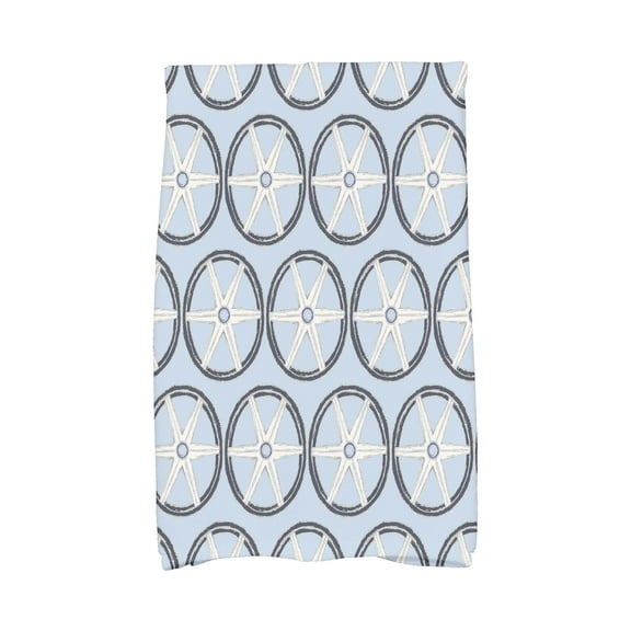 Simply Daisy, 16 x 25 Inch, Nautical Geo Lines, Geometric Print Kitchen Towel, Blue