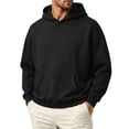 thumbnail image 3 of Hoodie Sweatshirt for Men Solid Color Long Sleeve Pullover Hoodie without Drawstring Soft Warm Casual Lounge Wear, 3 of 6