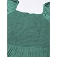 thumbnail image 4 of Moomaya Solid Square Neck Tiered Dress, Knee Length Flared Smocked Summer Dress, 4 of 8