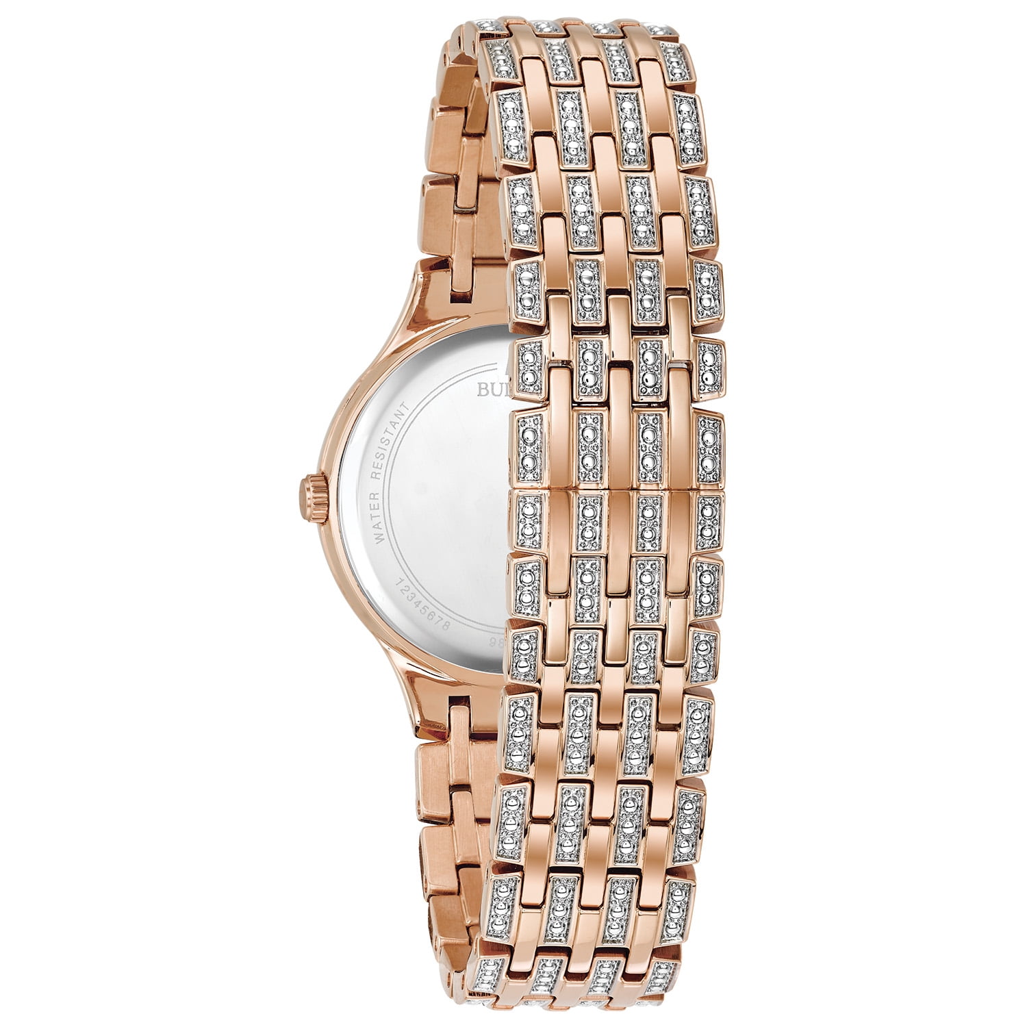 Bulova ladies rose gold tone crystal studded dress watch NEW BATTERY Bulova Phantom Women main image 2