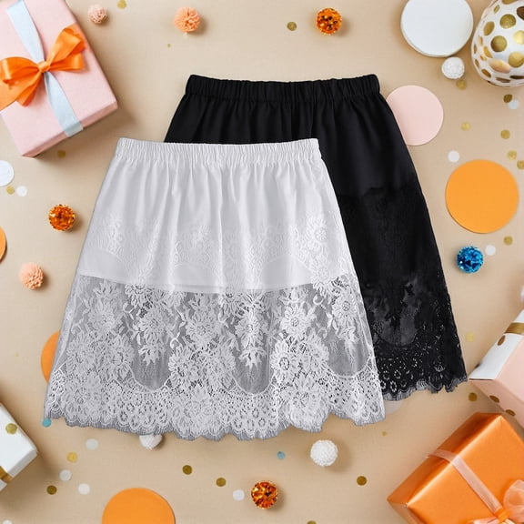 KONTONTY 2-Pack White Chiffon Skirt Shirt Extenders Layered Design for Women Fall Fashion Styles