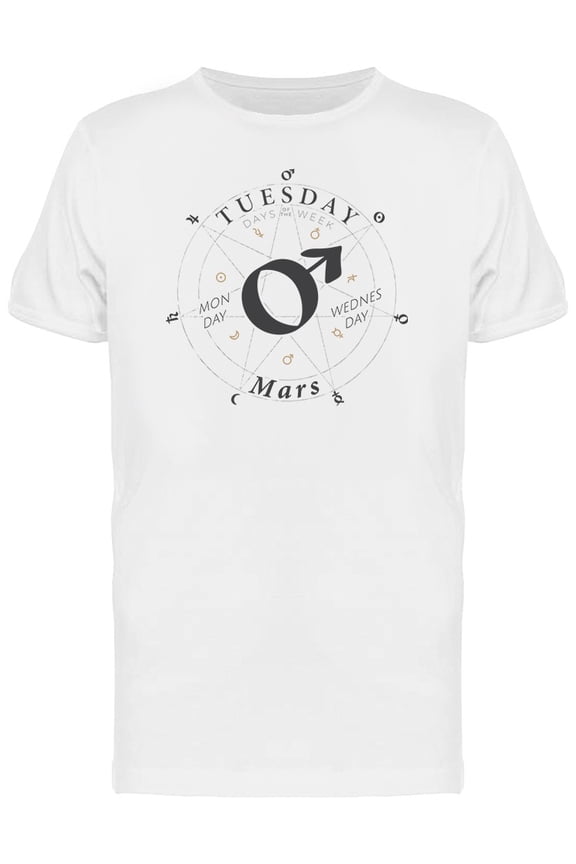 Tuesday Sign Mars Heptagram Logo Tee Men's -Image by Shutterstock