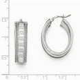 thumbnail image 2 of White Sterling Silver Earring Hoop Women'S Striped 29 mm 22, 2 of 2