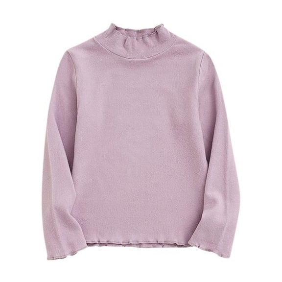 Darzheoy Girls Casual Tops Long Sleeve Turtleneck T-Shirt Solid Color Blouse Outfit for Toddler Baby Girl 0-8 Years
