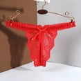 thumbnail image 4 of kamemir Women's Underwear Junior’s All Over Lace and Mesh Thong Underwear (Red,S), 4 of 4