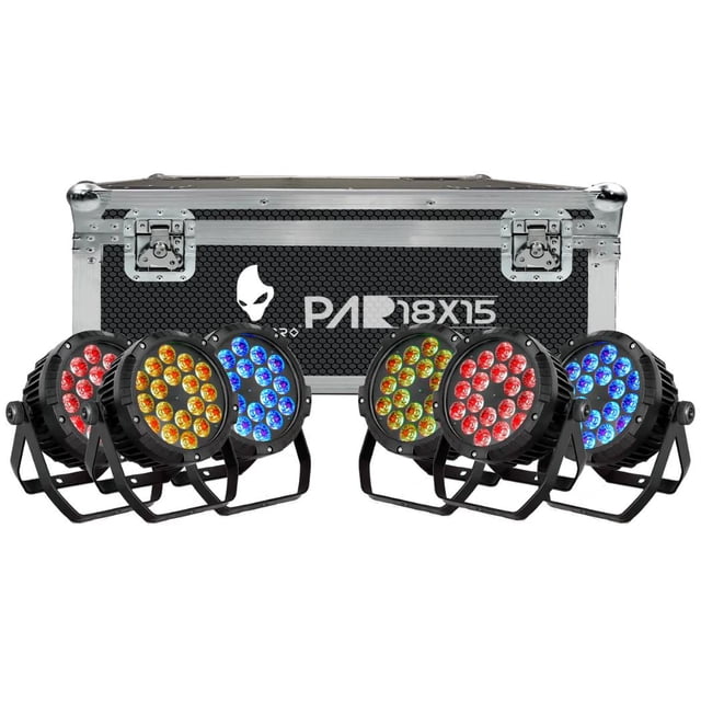 Set de 6 Cañones AlienPro 55-KIT-18X15E 200W RGB DMX10 6 Ch Esclavo