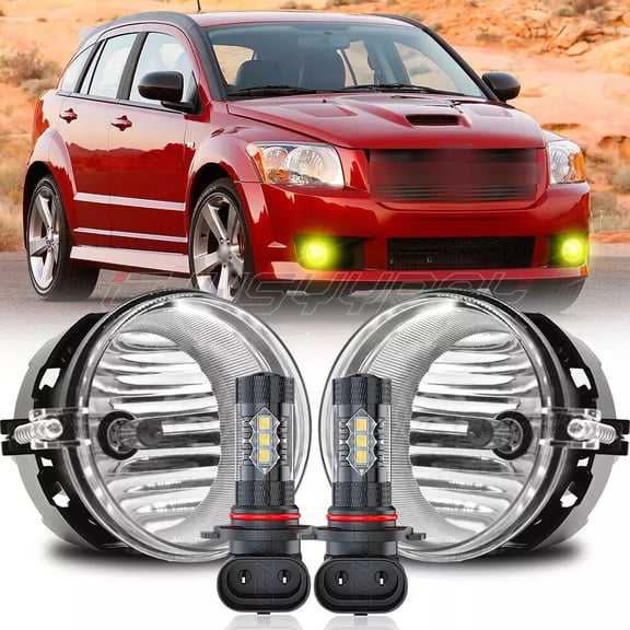 CHUSYYRAY For Dodge Caliber 2007 2008 2009 Clear Lens Pair Front Bumper Fog Lights Lamps 3500K Amber Yellow