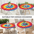 thumbnail image 7 of Colorful Rainbow Tie Dye Spiral Pattern Round Fitted Tablecloth with Elastic Edge,Dining Table Cover Waterproof,Outdoor Round Tablecloth for Camping,Dining,Indoor and Outdoor, 7 of 7