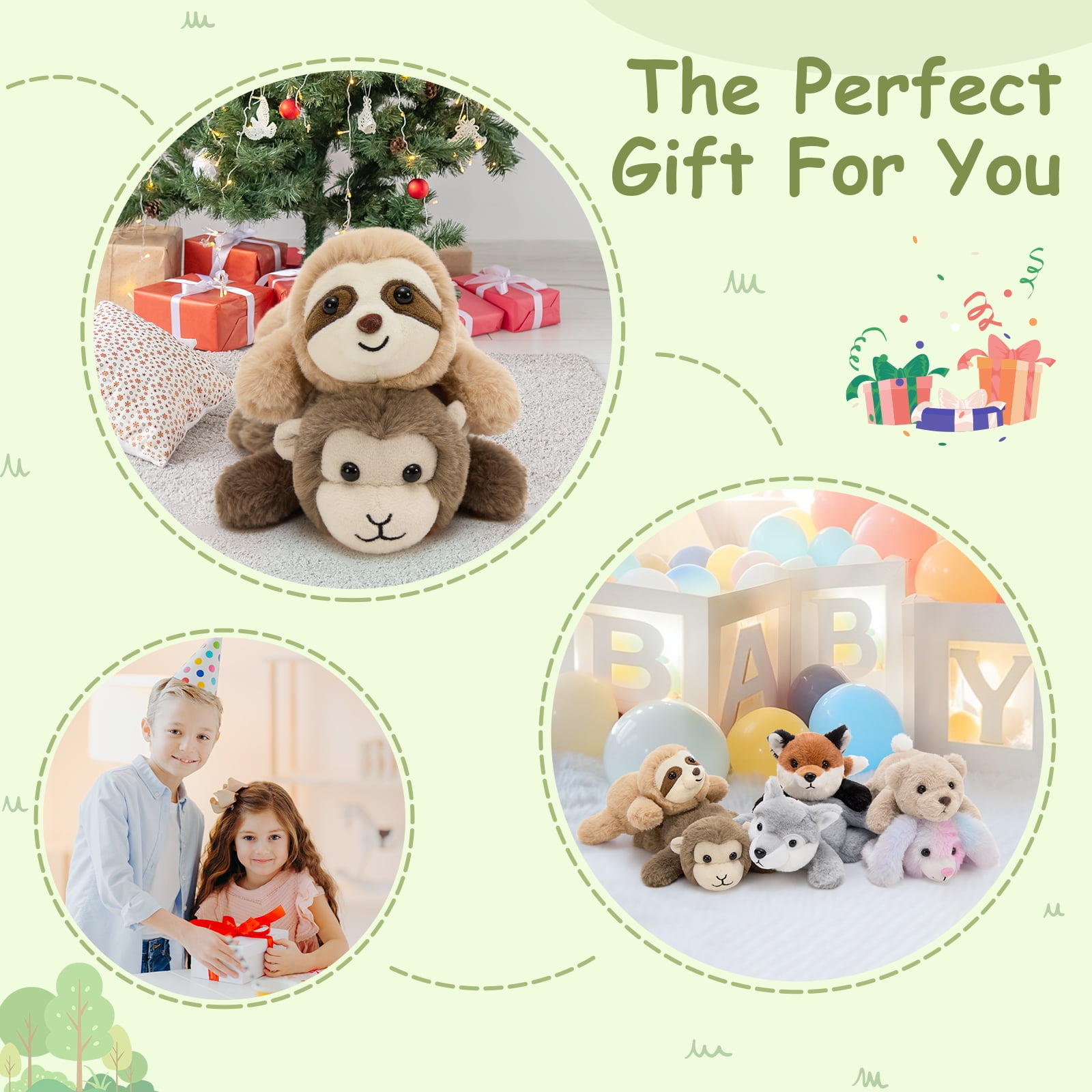 MorisMos 6 Pack Mini Woodland Stuffed Animal in Bulk,7" Weighted Woodland Plush Toys