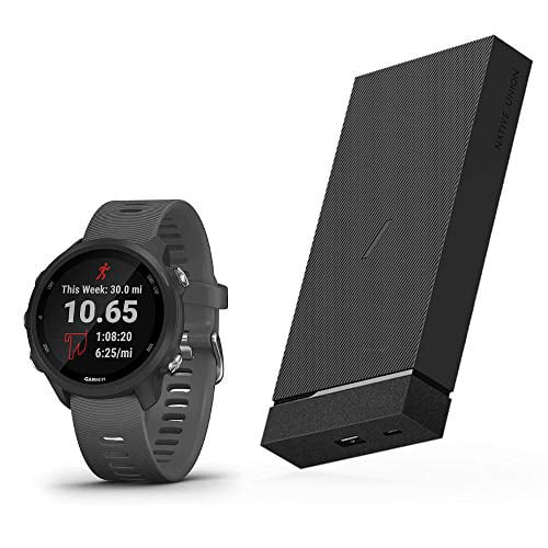 Slate Grey Garmin Forerunner 245 GPS Running Smartwatch w Wearable4U Power Bank 
