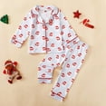 thumbnail image 2 of MEZZALL Kids Winter Girls Pajamas Sets Two Piece Santa Print Long Sleeve Lapel Button Down Tops And Pants Cozy Loungewear Night For Toddlers And Leisure Sleepwear, 2 of 3
