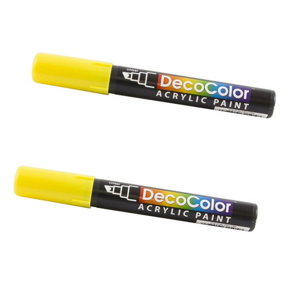 Marvy Uchida Chisel Tip Acrylic Paint Markers, Yellow, 2/Pack