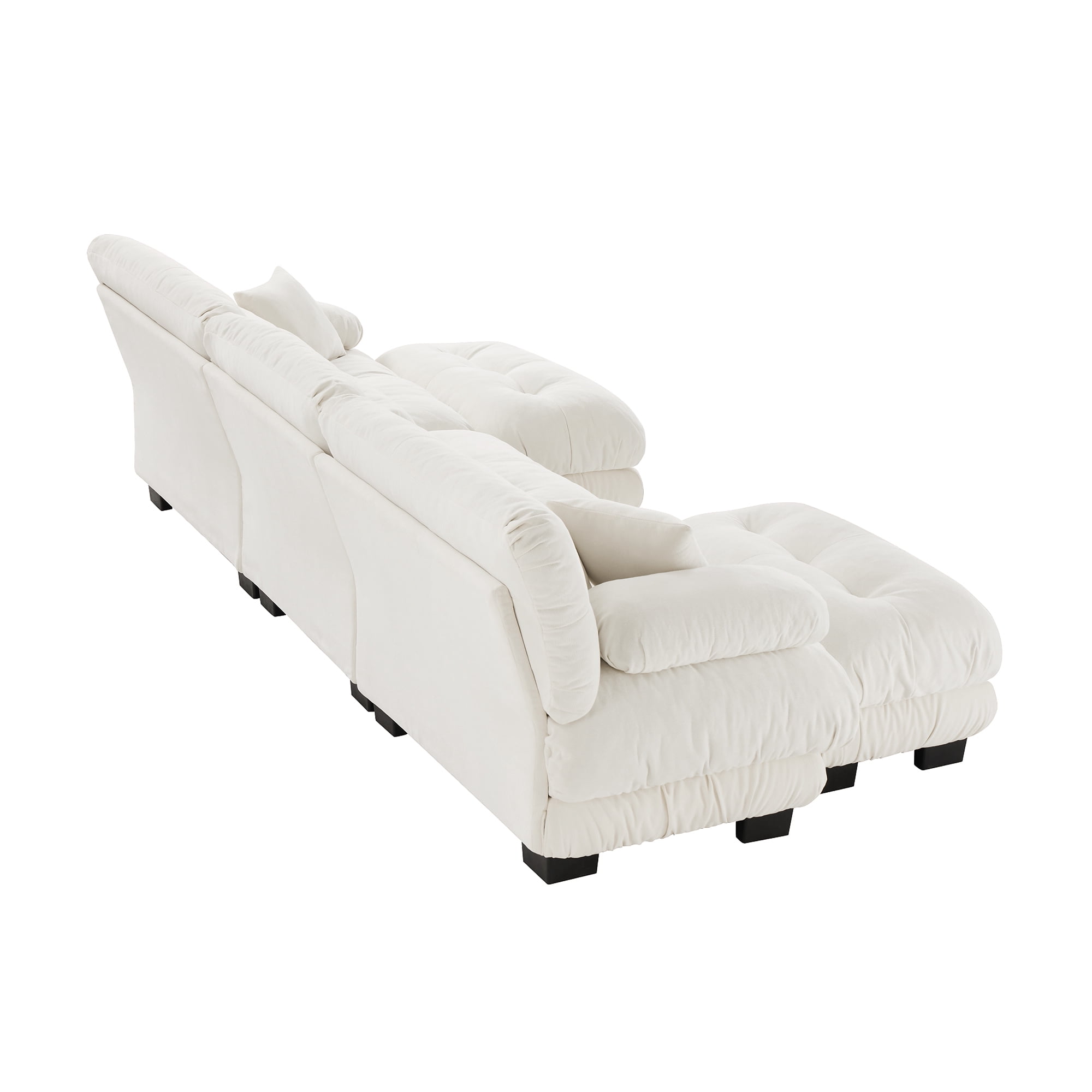 MAYEERTY 133.8in Chenille Sectional Sofa Couch, Oversized Modular U Shaped Cloud Couch with 2 Ottomans for Living Room, White