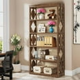 thumbnail image 2 of 6-Tier Modern Bookshelf with Rhombus Patterns, Thick Particle Board, 75lb per Shelf, Anti-Tip Kit, for Home/Office, 2 of 6