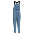 thumbnail image 3 of 2DXuixsh Combinaisons pour Femmes Combinaisons Sans Manches Décontractées Bretelles Réglables Pantalon Long avec Poches Bleu Taille TTG, 3 of 5