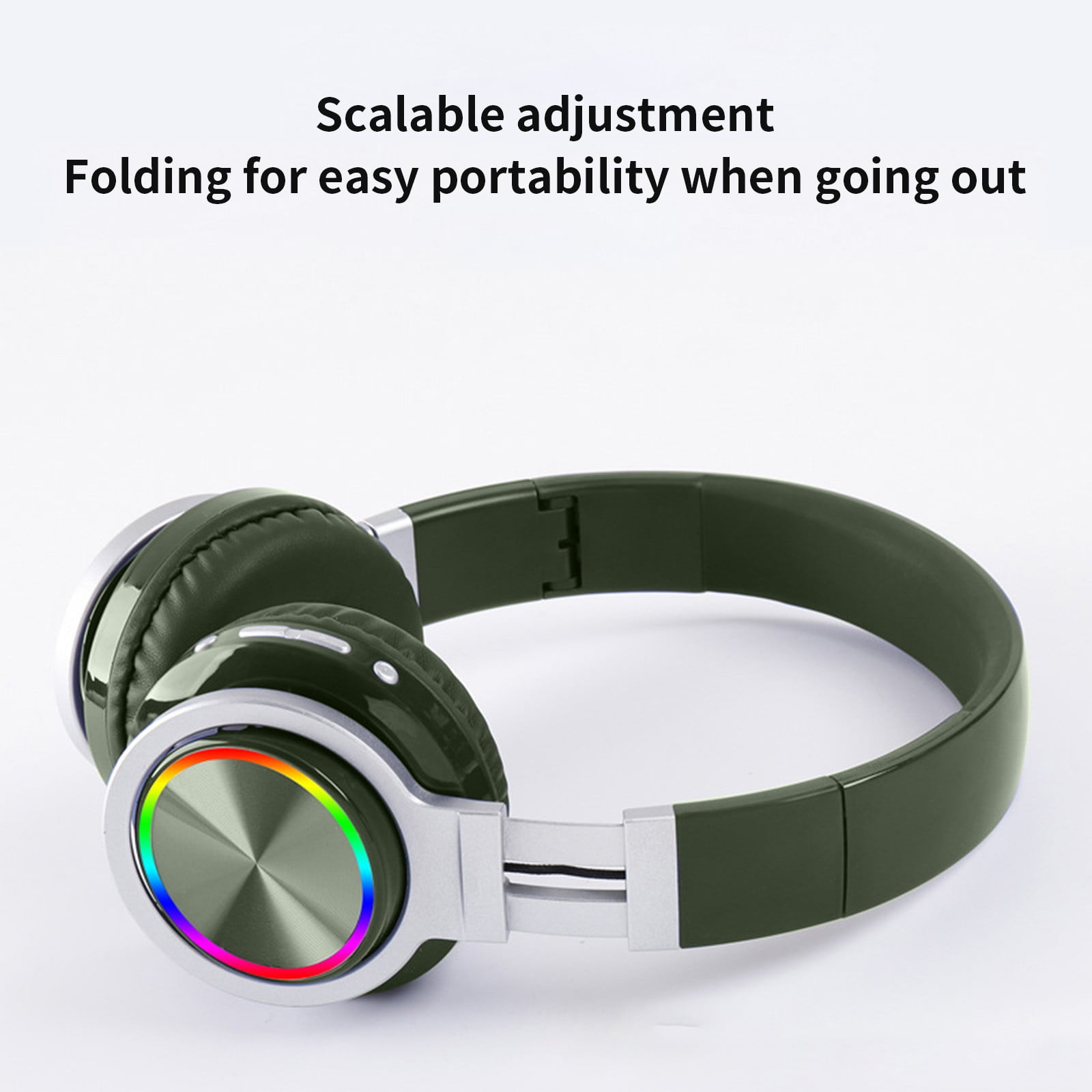 Bluetooth Headphones Over Ear, 65H Playtime and 6 EQ Music Modes Wireless Headphones with Microphone, HiFi Stereo Foldable Lightweight Headset, Deep Bass for Home Office Cellphone PC Ect.(Army Green)