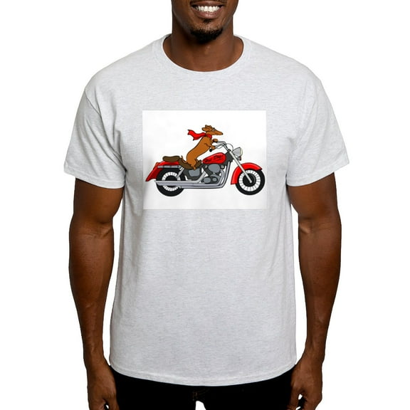 CafePress - Dachshund On Motorcycle T Shirt - Men's Classic Graphic T-Shirt