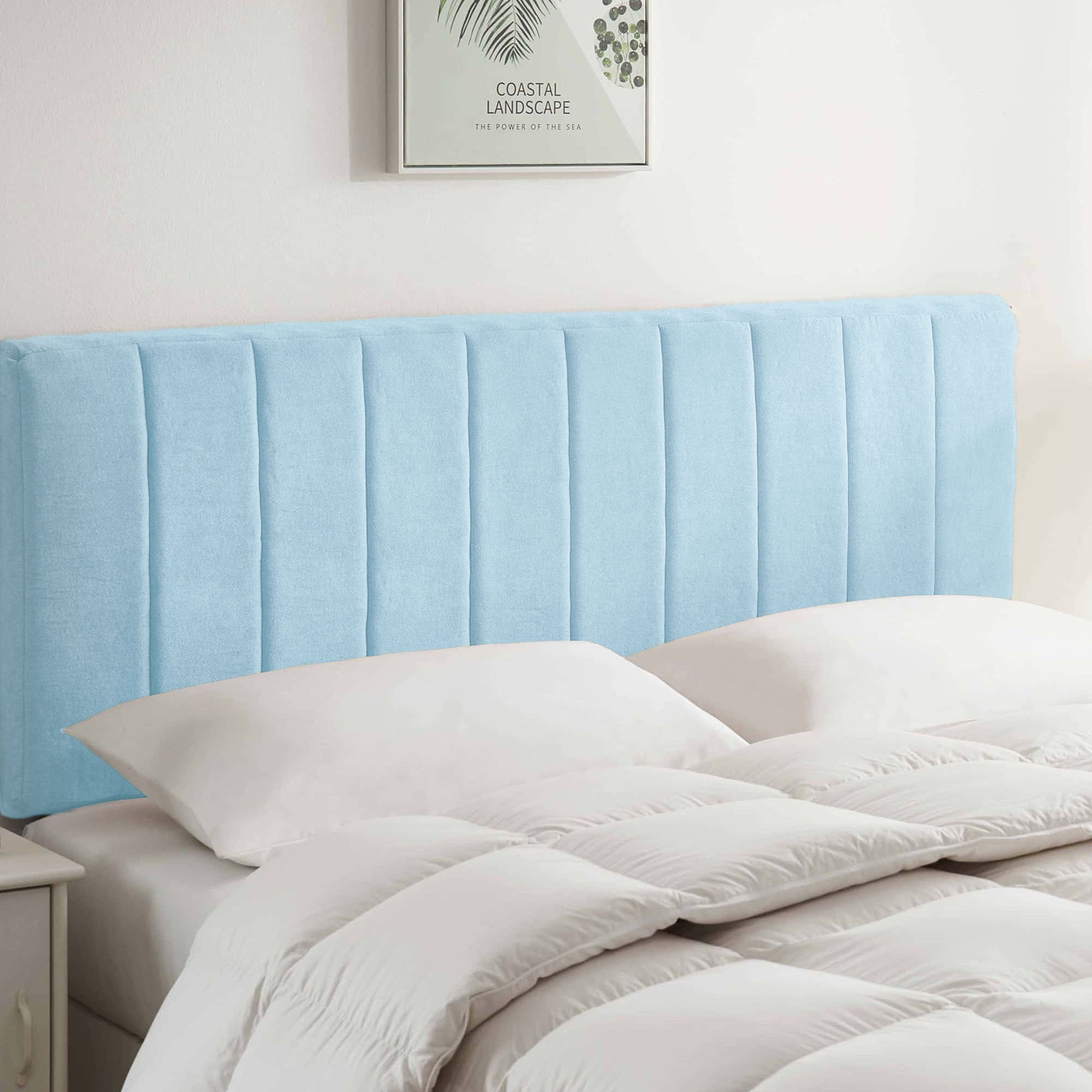 Lammlaoe Full Size Headboard, Upholstered Wall Mounted, Peel and Stick Installation, Sound Reducing 3D Panel Design, Easy Assembly, Dream Blue