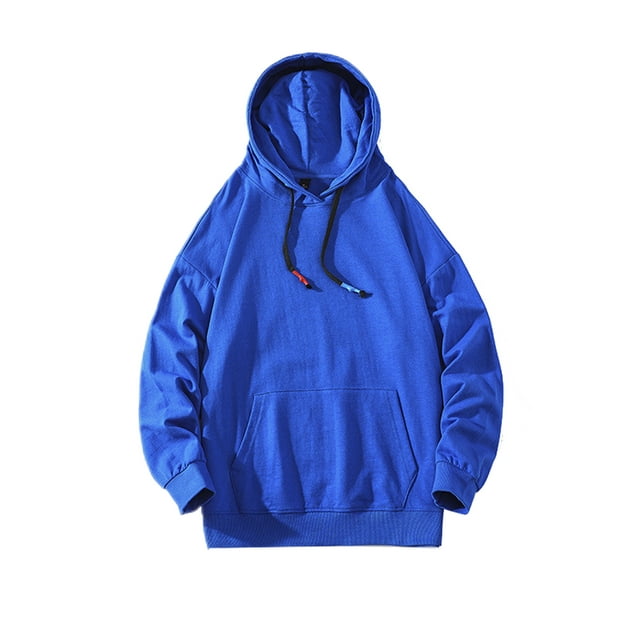 Avamo Mens Leisure Pullover Plain Sport With Pocket Blue 2XL