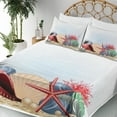 thumbnail image 5 of Ambesonne Ocean Fitted & Top Sheet Set with Shams, Summertime Seaside Pearl, Red Beige Grey, 5 of 7