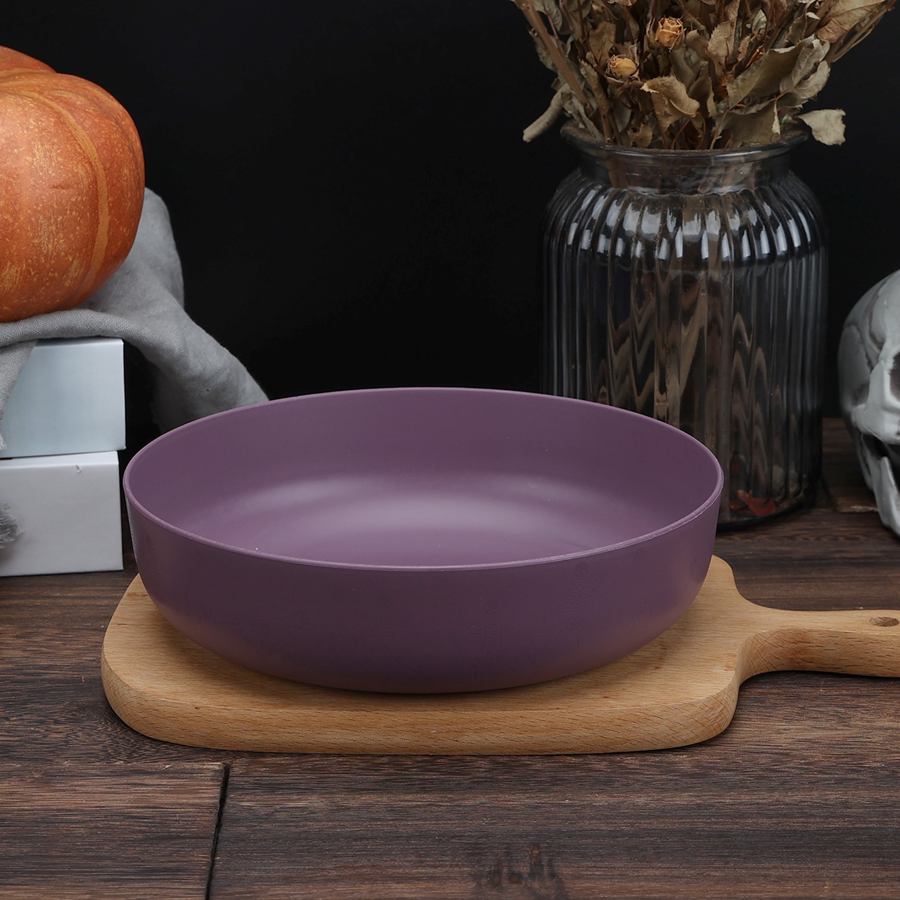 Mainstays 42 Ounce Round Plastic Etched Skeleton Dinner Bowl, Purple