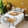 thumbnail image 4 of Ambesonne Cartoon Fitted & Top Sheet Set with Shams, Kitten Cat in the Box, Sand Brown Warm Taupe, 4 of 8