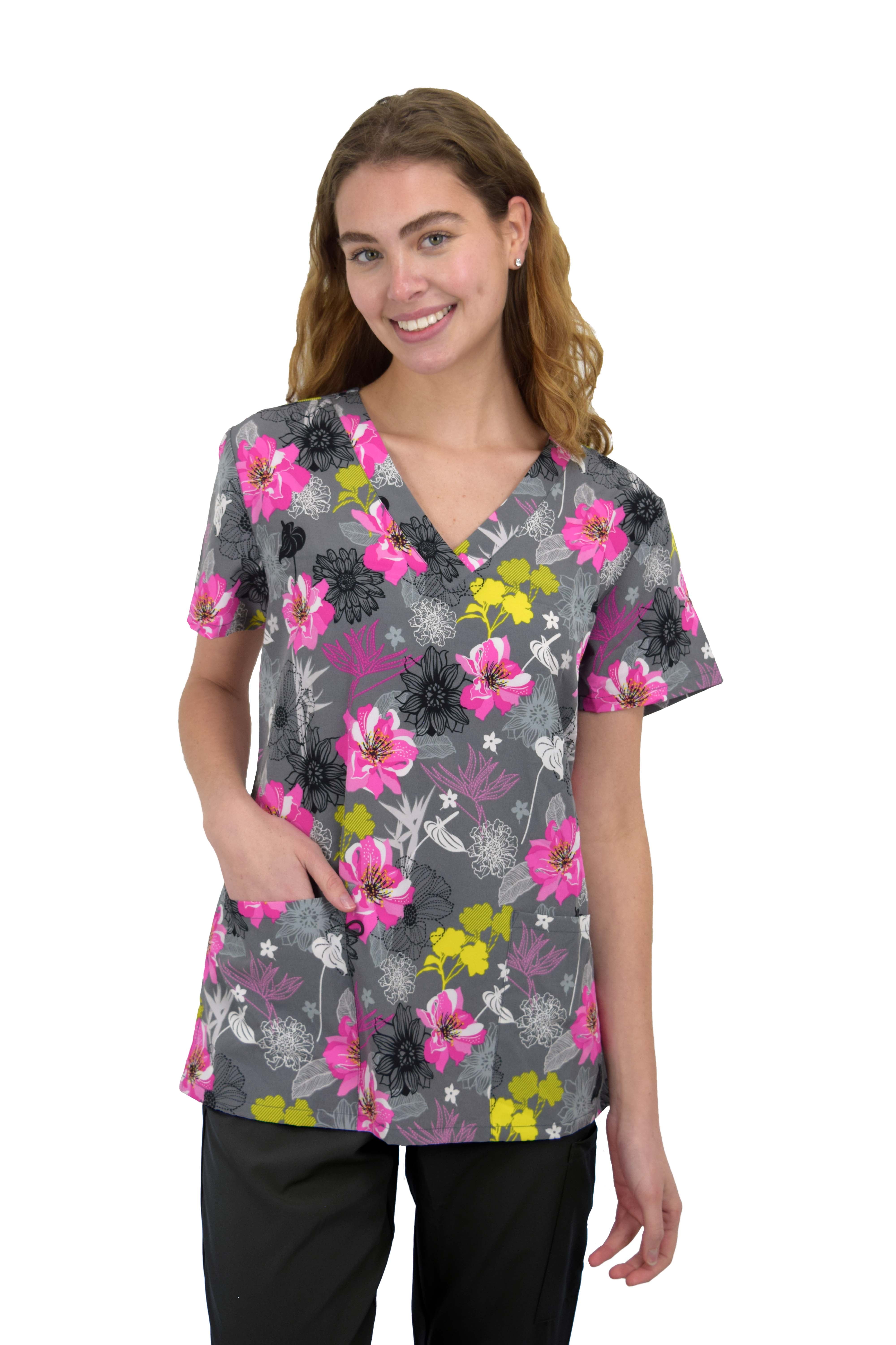 Womens Medical Scrub Set GT 4FLEX Vneck Top and Pant-Caribbean-X-Large