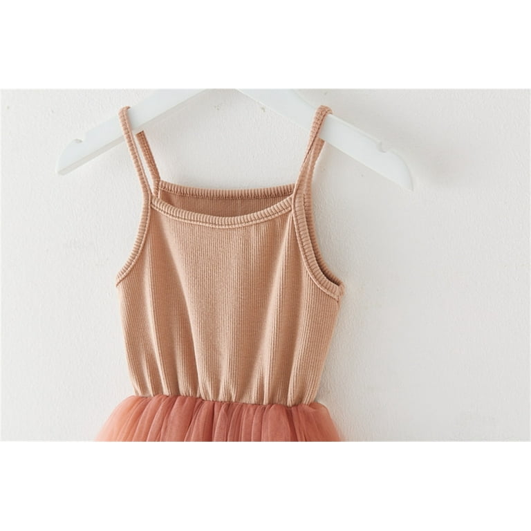 SonxaHe Little Girls' Dress Party Dancewear Knitted Strap Tutu Dress  Children Solid Sleeveless Tulle Casual Dresses Pink,Sized 5-6 - Walmart.com