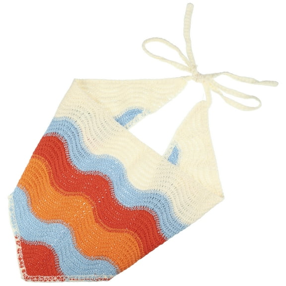 Unique Bargains 1 Pc Fashion Knitted Hollow Triangle Headwrap for Women 26.38"x11.02" Blue