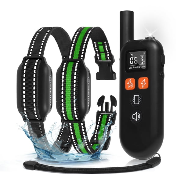 Collares Dog Shock PETURE, paquete de 2 con mando a distancia, 100 m, resistente al agua