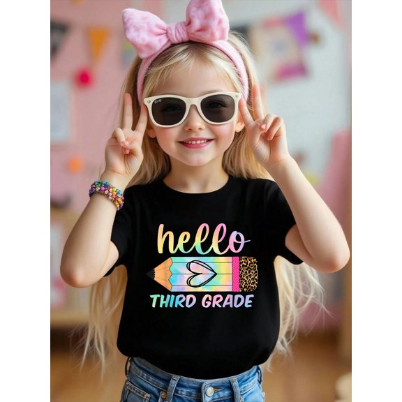 Hello Third Grade - Back to School Pencil Tie Dye 3rd Grade Kids T-Shirt