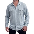 thumbnail image 2 of YueHuiYing Men's Solid Color Long Sleeve Button Down Shirt With Chest Pockets Casual Collared Cardigan Style Top For Daily Wear And Outdoor Activities, 2 of 7