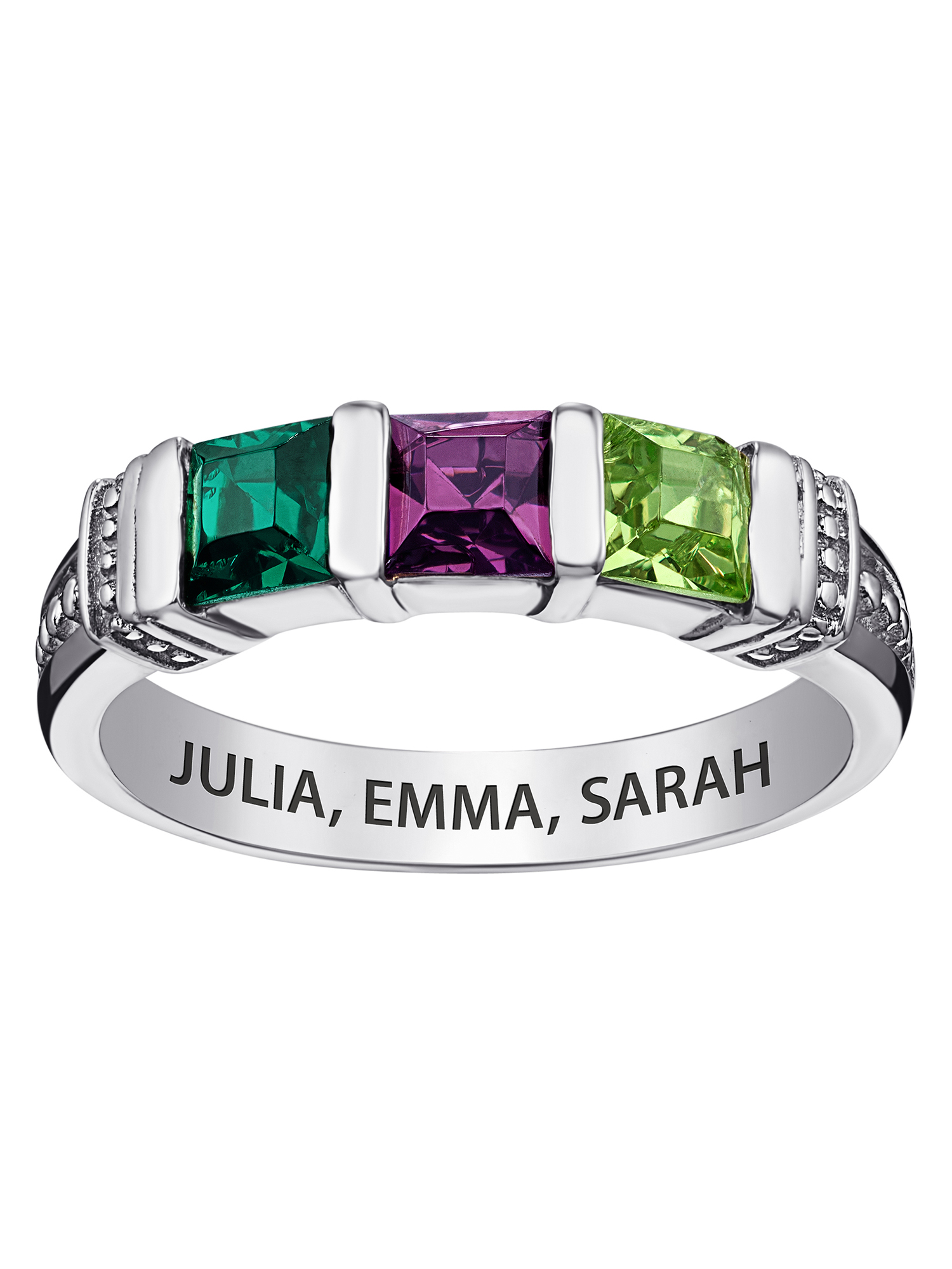 Family Jewelry Personalized Planet Mother's Sterling Silver Square Birthstone Ring 2-5 Stones ,Women's - image 2 of 2