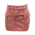thumbnail image 4 of Women Distressed Denim Cargo Skirt Mini Y2K Flap Pockets Skirts Slim Fit Jean Skirt Pink XL, 4 of 6