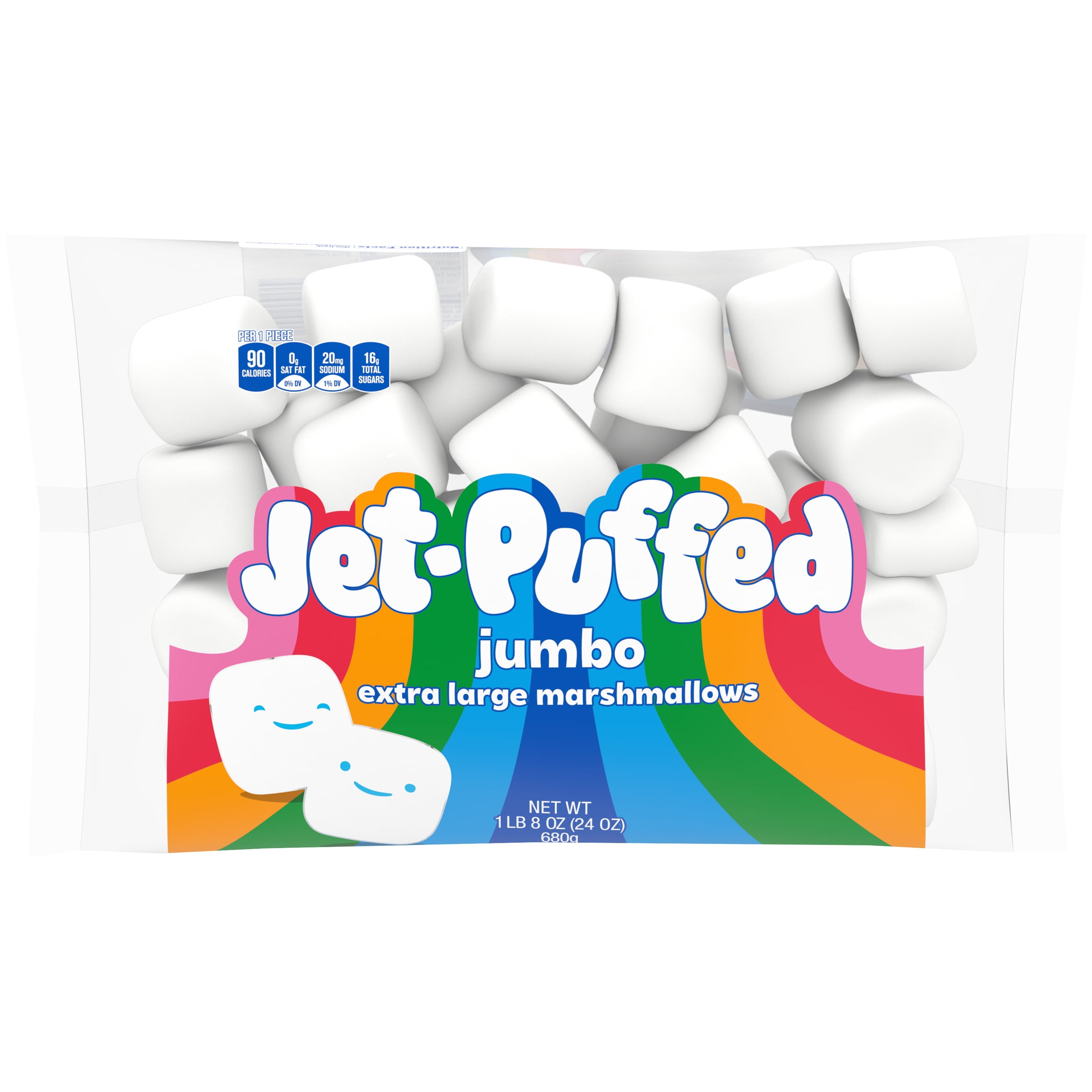 (2 pack) JetPuffed Jumbo Mallows Extra Large Marshmallows, 24 oz