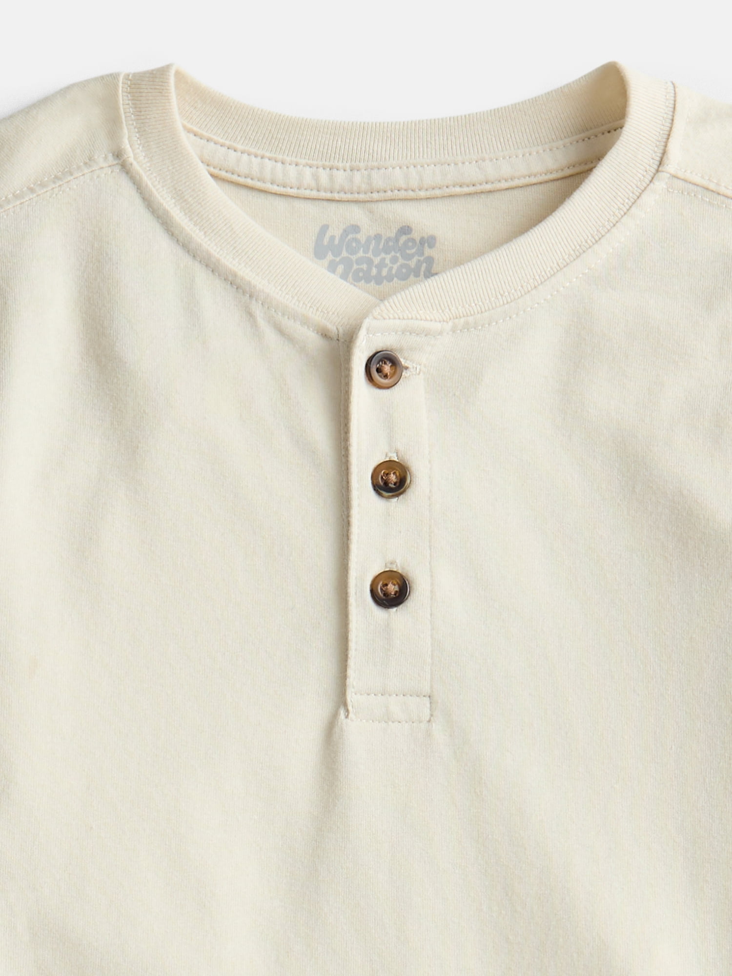 Wonder Nation Boys Henley Shirt with Long Sleeves, Sizes 4-18