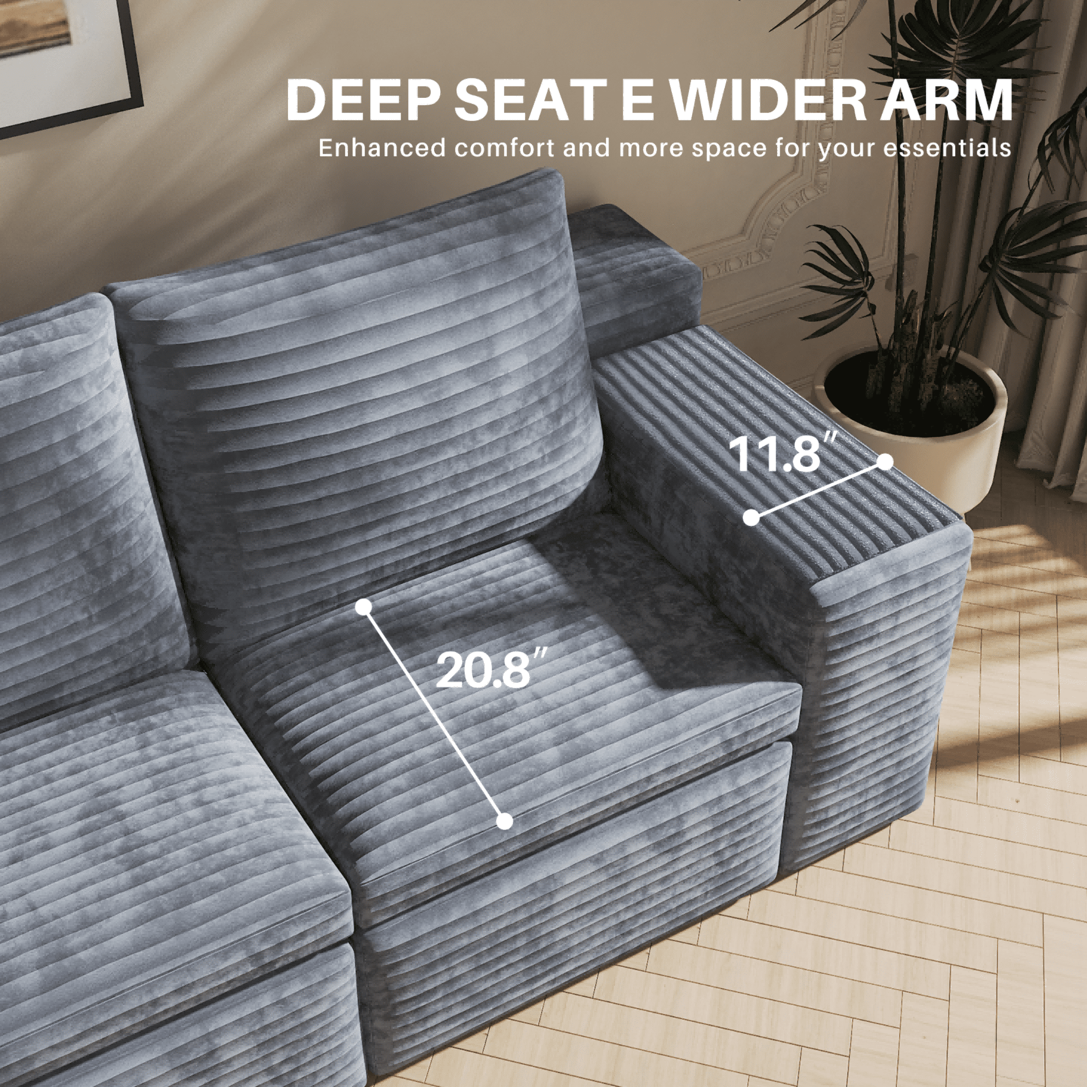 107" Modular Cloud Sectional Sofa Couches, Modern 3 Seat L-Shape Couch with Ottoman and 2 Pillows, Memory Foam Sofa for Living Room Apartment, No Assembly,Gray 107" Modular Cloud Sectional Sofa Couches, Modern 3 Seat L-Shape Couch with Ottoman and 2 Pillows, Memory Foam Sofa for Living Room Apartment, No Assembly,Gray - Image 7