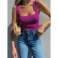 thumbnail image 4 of Womens Ribbed Tank Tops Sleeveless Square Neck Shirts Casual Slim Fitted Knit Shirts, 4 of 5