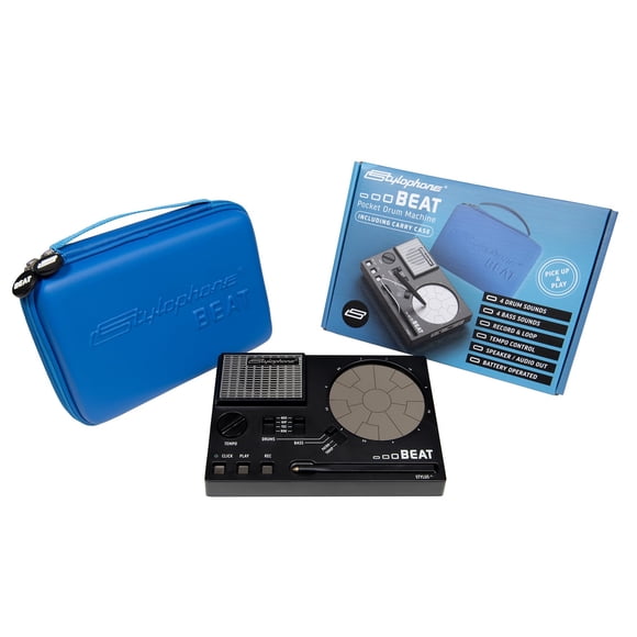 Stylophone Beat Including Carry Case - Compact Stylus Drum Machine | 4 Drum Kits & 4 Bass Sounds | Rhythm Machine Beat Maker | Dr